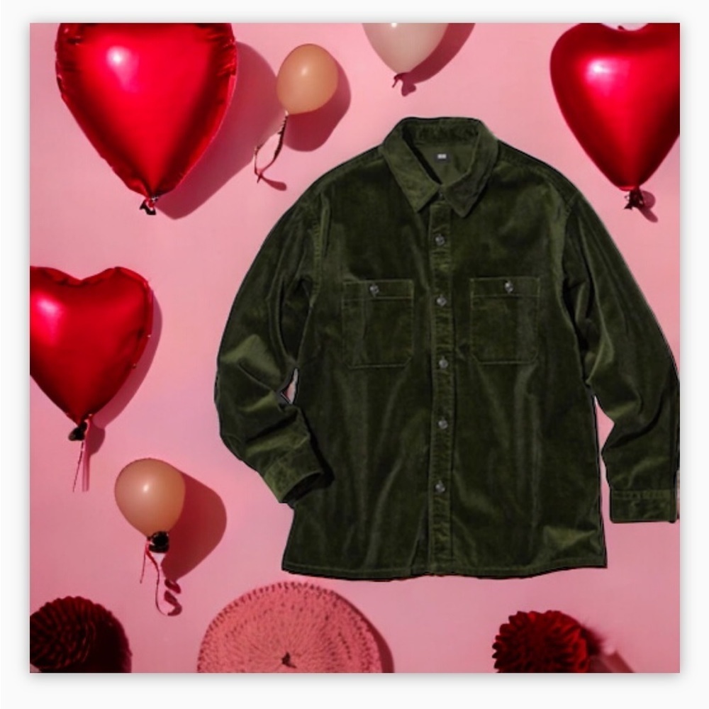 Uniqlo Green Corduroy Button Up Shirt -Sz Sm-Oversized-Cozy!-beach layer!NWOT🍂 - Picture 10 of 12